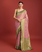 Monjolika Fashion Glamour And Tradition With This Rose Pink Color Zari Woven Banarasi Tissue Silk Saree