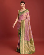 Monjolika Fashion Glamour And Tradition With This Rose Pink Color Zari Woven Banarasi Tissue Silk Saree