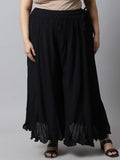 TAG 7 Women Black Flared Ethnic Palazzos