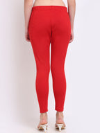 TAG 7 Women Pack Of 2 Red & Burgundy Solid Woolen Ankle Length Leggings