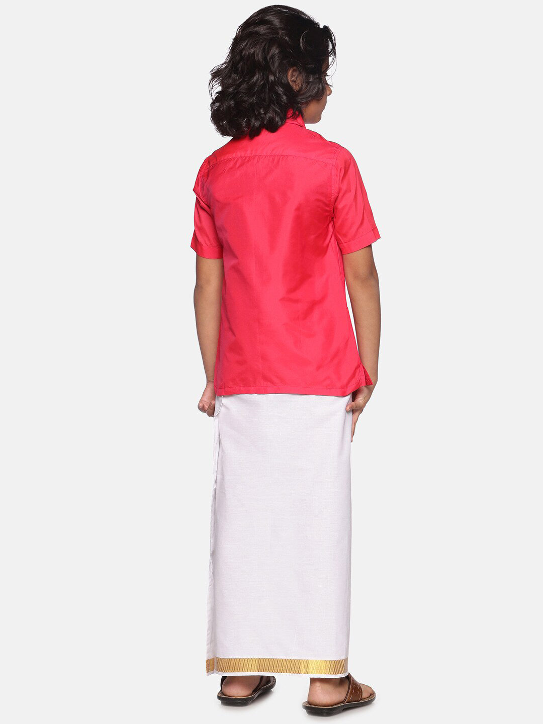 Sethukrishna Boys Rose & White Shirt with Dhoti