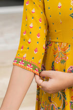 Juniper Women's Mustard Floral Printed Georgette Dress With Sequins - Distacart