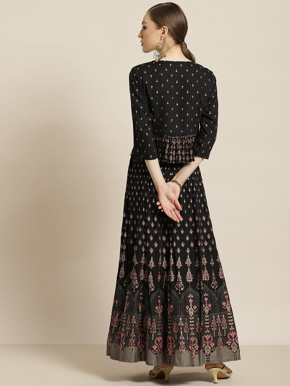 Juniper Women's Black Rayon Printed Flared Lehenga Choli Sets - Distacart
