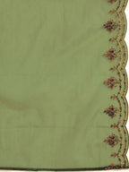 Sangria Women Mustard Yellow & Green Ethnic Motifs Embroidered Cotton Kurta Set