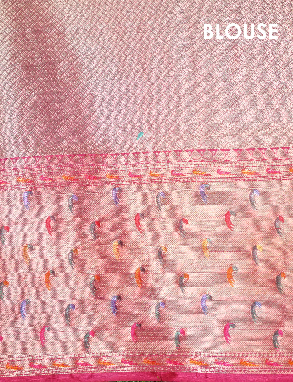 Green and Pink Banaras Border Floral Design Banarasi Semi Silk Saree By Gayathri Reddy Designer Studio