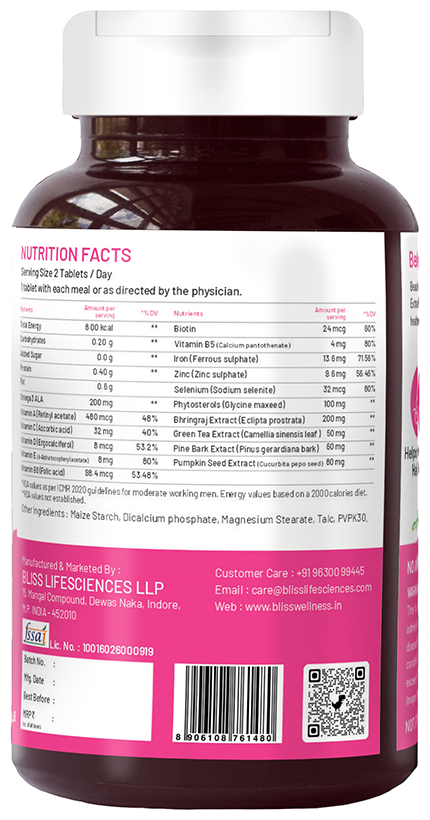 Bliss Welness Hair Vitamins Veg Tablet