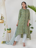 HERE&NOW Women Ethnic Motifs Printed Empire Pure Cotton Kurta with Palazzos & With Dupatta