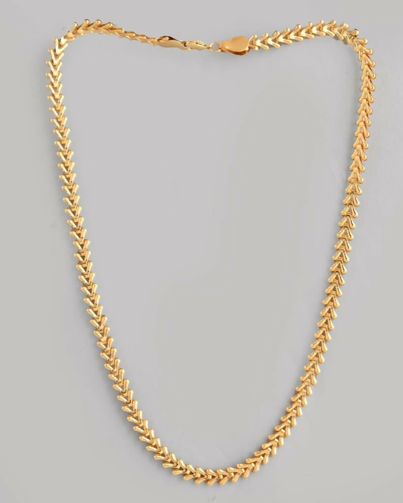 VOJ Gold-Polished Designer V Shaped Chain For Men