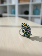 Inhanns Rang-E-Roshan Adjustable Ring – Handmade Crystal Statement Ring - Green Mix