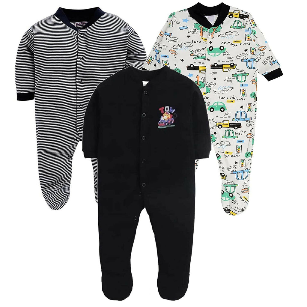 Daddy - G Rompers/Sleepsuits/Jumpsuit /Night Suits for New Born Babies - Black