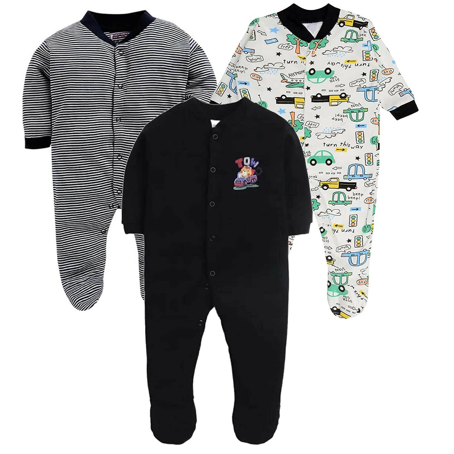 Daddy - G Rompers/Sleepsuits/Jumpsuit /Night Suits for New Born Babies - Black