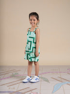 Snakes and Ladders Girls Green Table Print Jumpsuit from Siblings Collection