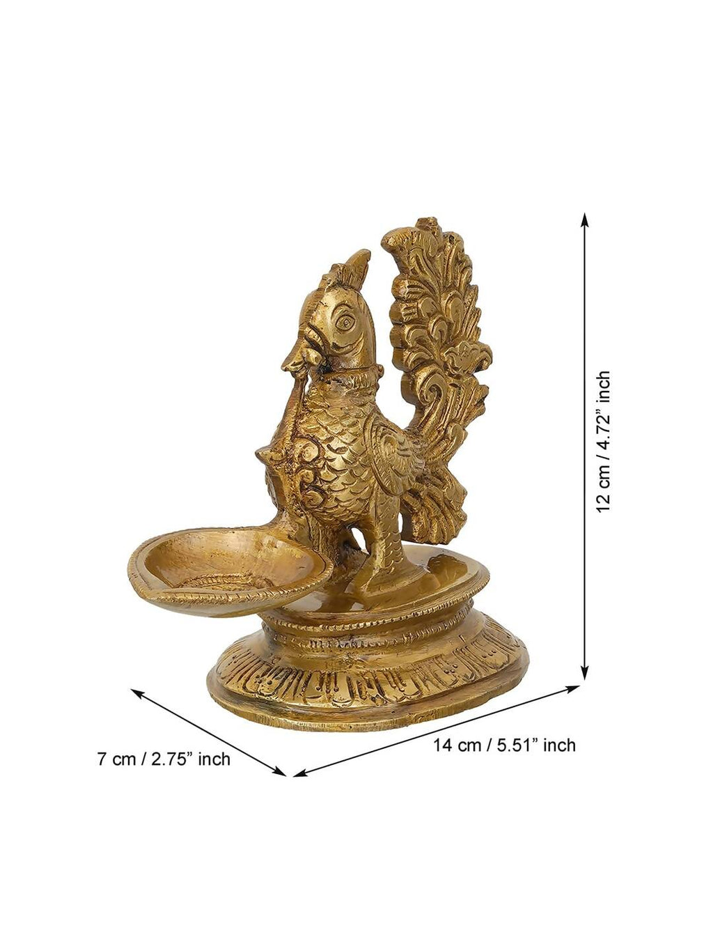 eCraftIndia Gold-Toned Peacock Brass Diya Stand