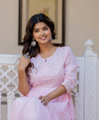 Kaajh Women's Light Pink Embroidered Ethnic Dress - Distacart