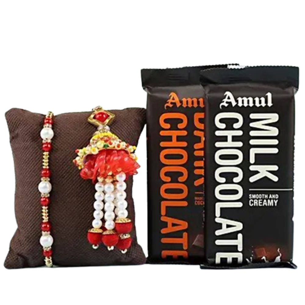 Fancy Rakhis With Amul Dark & Milk Chocolates