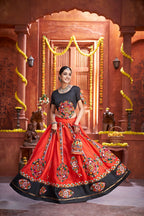 AI Fashion Red Art Silk Designer Navratri Lehenga Choli Collection