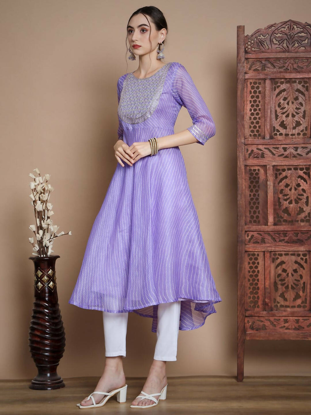 Myshka Women's Purple Anarkali Kurta