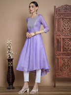 Myshka Women's Purple Anarkali Kurta