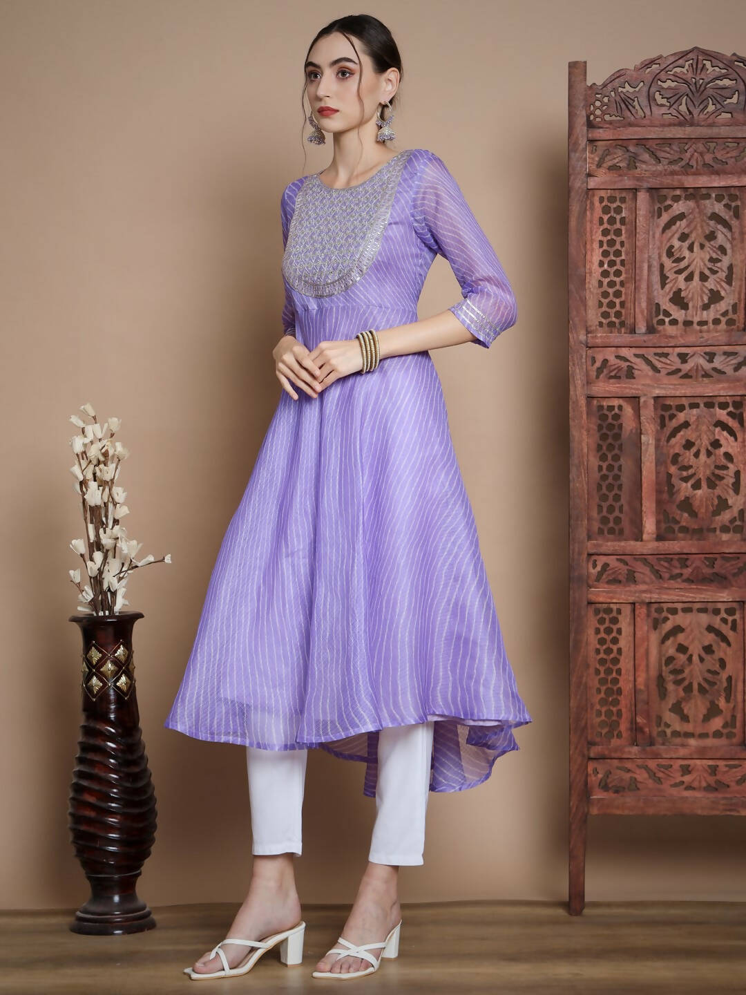 Myshka Women's Purple Anarkali Kurta