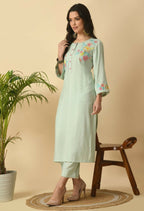 Joban Fashion L.Green Cotton Rayon Kurta Set
