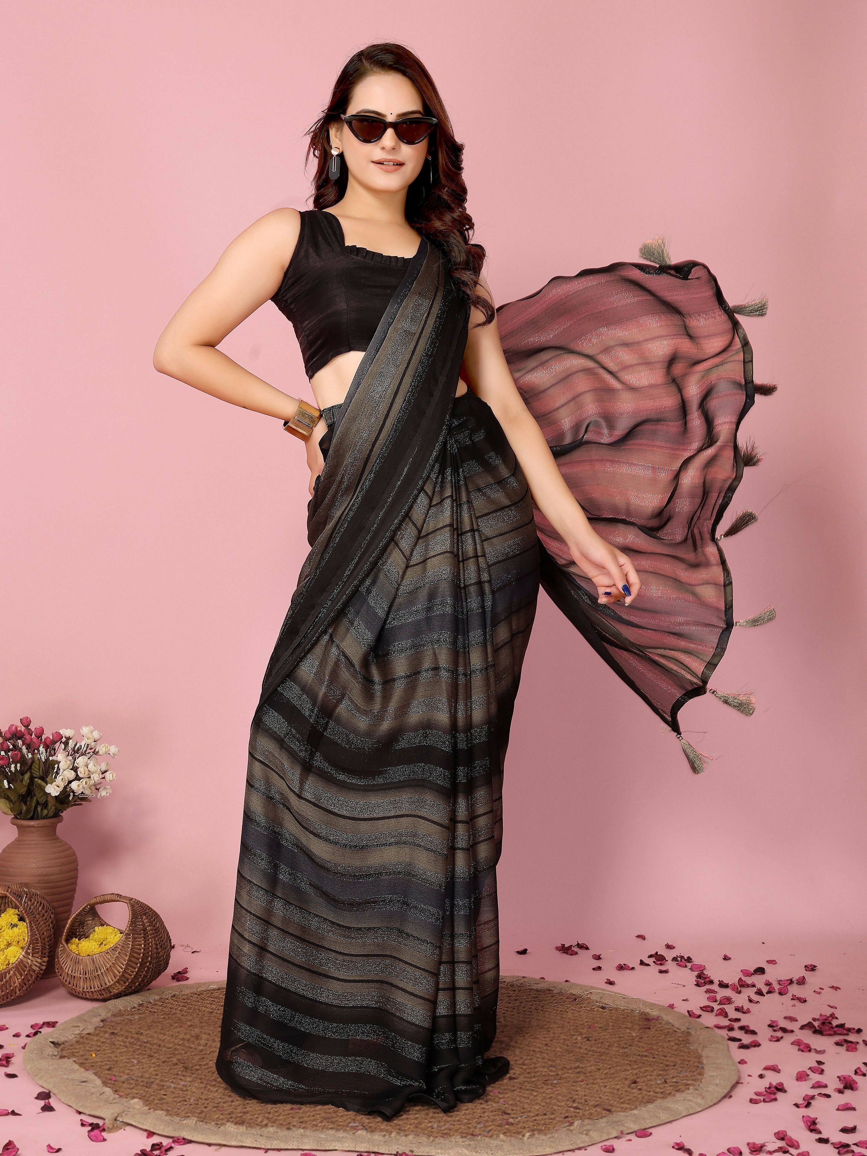 Attractive These Party Wear Ready To Wear Saree - Grey