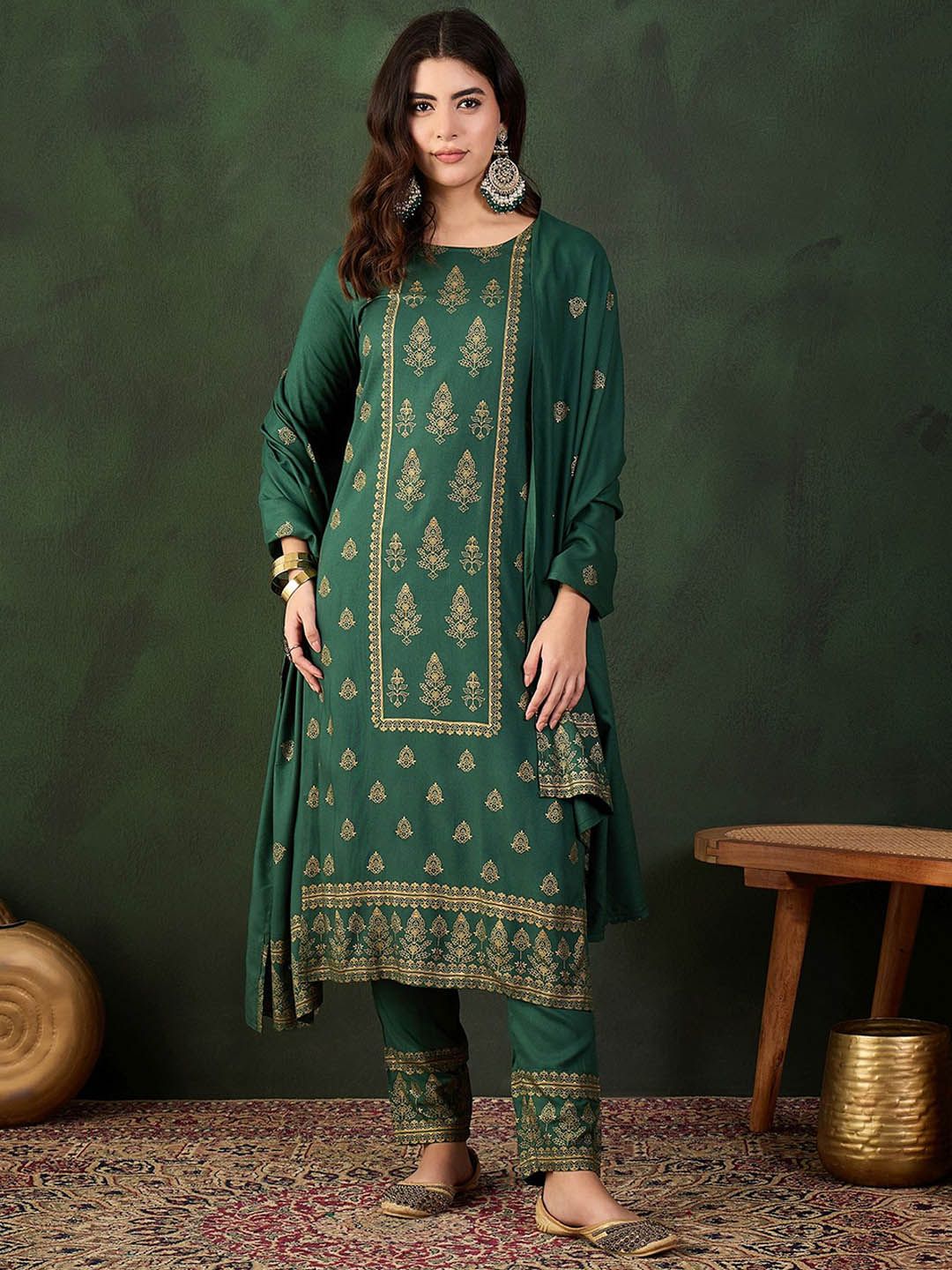 Sangria Printed Kurta & Trouser With Dupatta