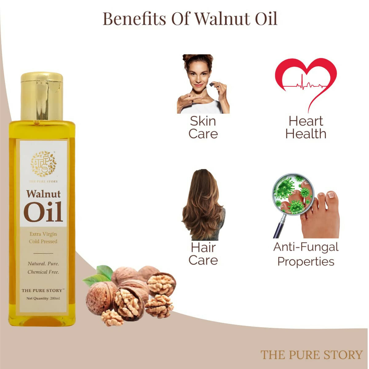 The Pure Story Natural Cold Pressed Oil for Hair & Skin with Walnut - Distacart