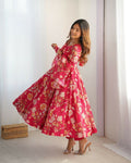 Joban Fashion Pink Kurta Set Organza Sequin Embroidery Work - Distacart