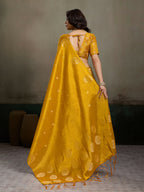 Shree Shyam Fashion Mustard Yellow Tissue Silk Saree - Distacart