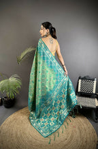 Joban Fashion Turquoise Geometric Pattern Soft Silk Patola Saree - Distacart