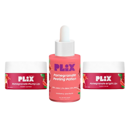 PLIX The Plant Fix Pomegranate Plump Lips, Puddin Mask & Scrub With Peeling Potion