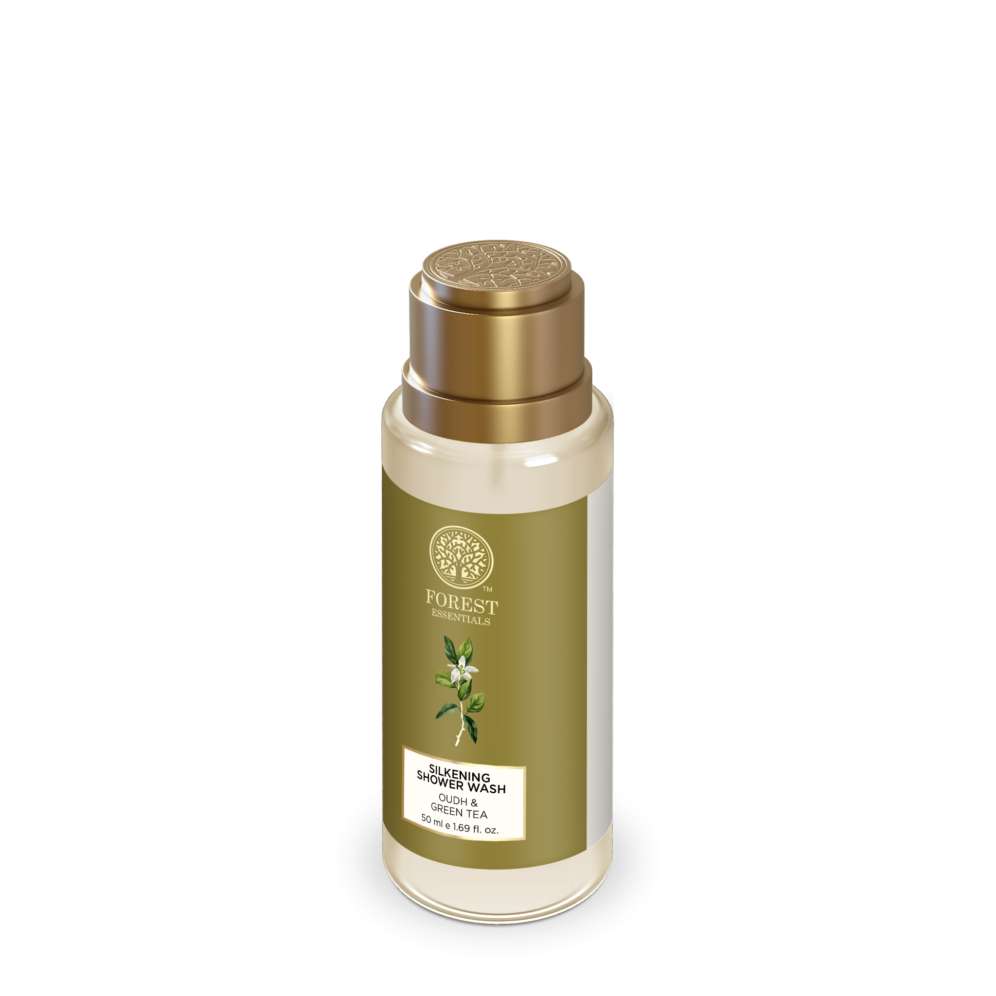 Forest Essentials Travel Size Silkening Shower Wash Oudh & Green Tea