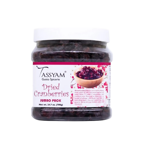 Tassyam Organics Premium Imported Dried Cranberries - Jar - Distacart