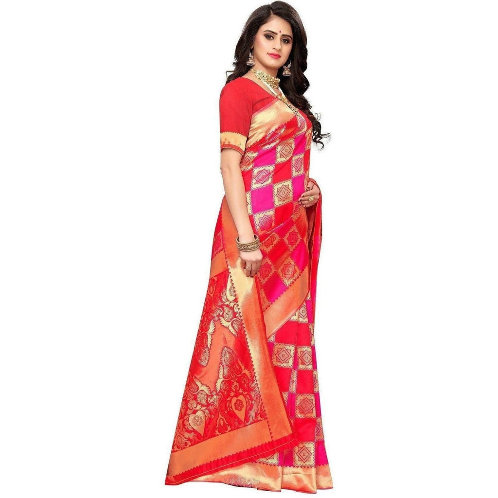 Vamika Banarasi Jaquard Pink Weaving Saree (Banarasi 30)