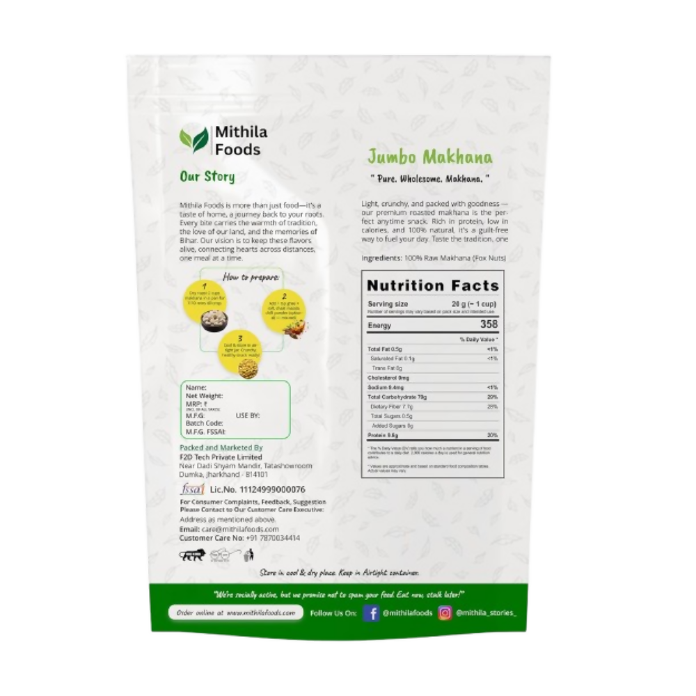Mithila Foods Authentic Bihari Jumbo Hand-Picked Phool Makhana - Distacart