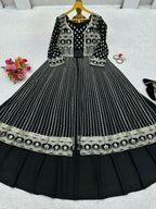 Jyoti Fashion Women's Black Faux Georgette Sequins with Thread Embroidered Designer Lehenga Choli with Shrug Set