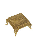 eCraftIndia Gold-Toned Handcrafted Traditional Pooja Chowki With Swastik
