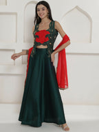 Joban Fashion Green Lehnga Top And Dupatta Set