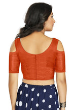 Aastha Fashion Women's Orange Art Silk Cold Shoulder Sleeve Readymade Blouse