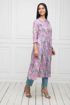 Myshka Women Multi Floral Rayon A-Line Round Neck Kurtas - Distacart