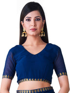 Mimosa Women's Navy Blue Banarasi Chiffon Saree - Distacart