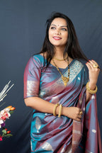 Jyoti Fashion Women's Grey Paithani Silk Zari Woven Saree with Blouse