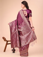 Shree Shyam Fashion Lichi Silk Purple Saree - Distacart