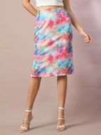 Myshka Women's Multi Printed Knee Length Party Embellished Skirts