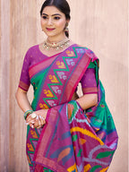 Shree Shyam Fashion Rama Green Pochampally Silk Saree - Distacart