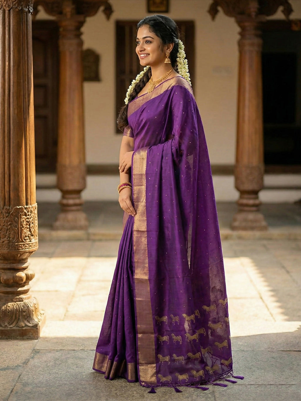 Shree Shyam Fashion Violet Soft Silk Saree - Distacart