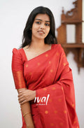 DEIANA'S Beautiful Designer Golden zari Soft Lichi Silk Saree - Orange