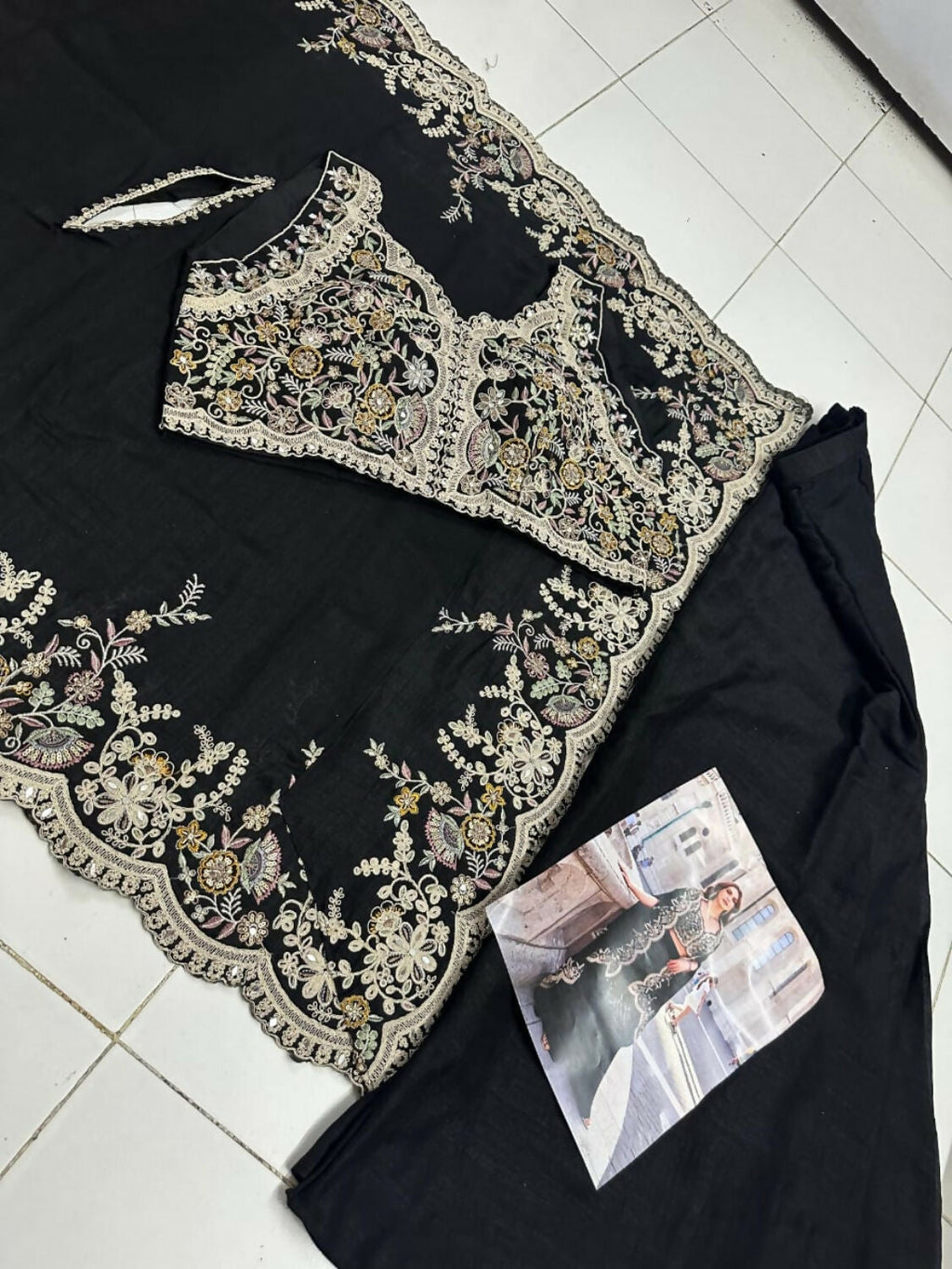 Anaita Black Real Premium Silk Stitched Shrug Suit with Embroidery Work - Distacart