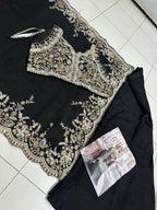 Anaita Black Real Premium Silk Stitched Shrug Suit with Embroidery Work - Distacart