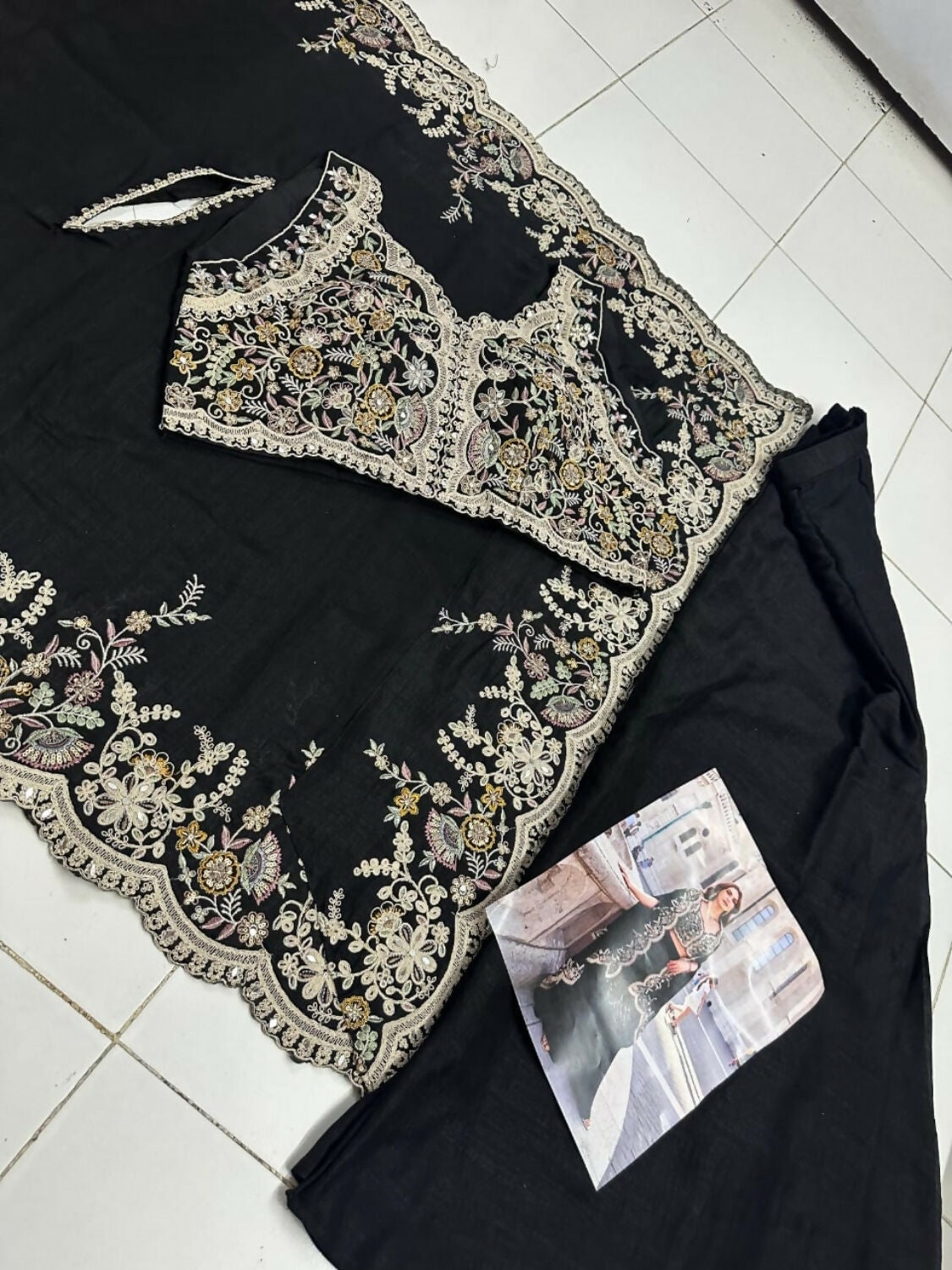 Anaita Black Real Premium Silk Stitched Shrug Suit with Embroidery Work - Distacart